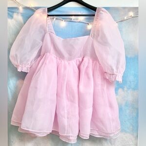 ♡ Selkie Angel Puff Babydoll Dress in Pink ♡